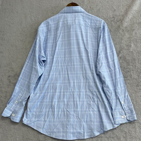 NEW Kirkland Signature Men's XL Blue Plaid Long Sleeve Dress Shirt - Picture 3 of 7